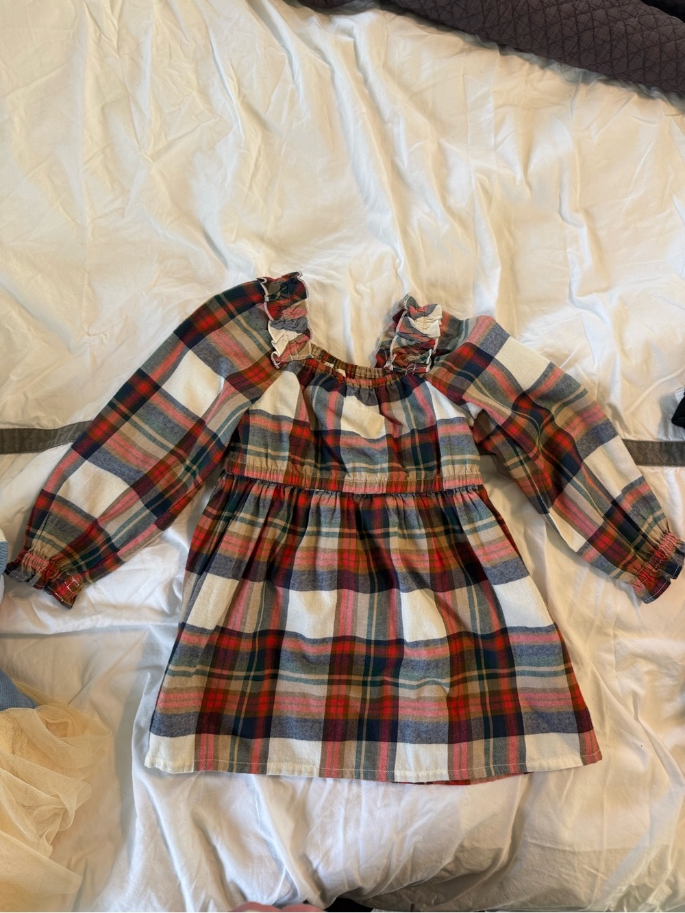 Crewcuts Plaid Dress in Red, Green, Navy, Cream